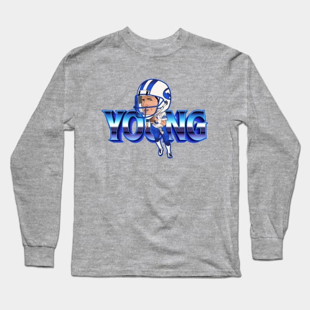 Steve Young - 90s Sports Style Caricature Design Long Sleeve T-Shirt by sombreroinc